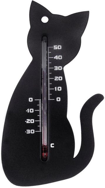 Kunststof Muurthermometer 15cm Zwarte Kat voor Binnen en..., Verzenden, Nieuw