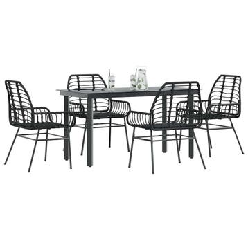 vidaXL 5-delige Tuinset poly rattan glas zwart, Verzenden, Nieuw, 4 zitplaatsen, Tuinset