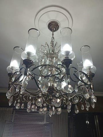 Kroonluchter - Metaal - Vintage lamp, Antiek en Kunst