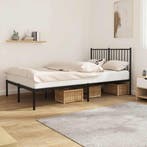 vidaXL Bedframe met hoofdbord metaal zwart 120x200 cm, Huis en Inrichting, Slaapkamer | Bedden, Verzenden, Zwart, Nieuw, Twijfelaar