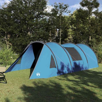 vidaXL Tunnel Tent 4-Person 4-persoons Blauw en Grijs, Verzenden, Nieuw, Tot en met 2