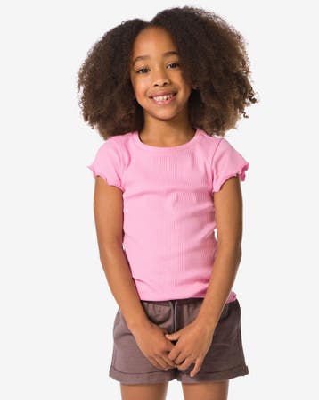 HEMA Kinder T-shirt rib roze, Verzenden, Nieuw