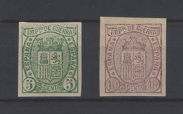 Spanje 1875 - Wapen van Spanje - zonder getande rand -, Gestempeld