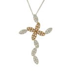 Halsketting - 18 karaat Witgoud, Geel goud - 0.32ct. tw. -, Sieraden, Tassen en Uiterlijk, Kettingen, Nieuw
