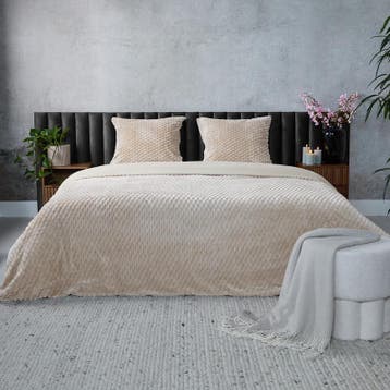 Teddy Hexagon dekbedovertrek - taupe - 200 x 220 cm |, Verzenden, Nieuw