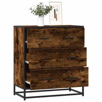 vidaXL Dressoir 68x35x76 cm bewerkt hout en metaal gerookt, Verzenden, Nieuw, Overige houtsoorten