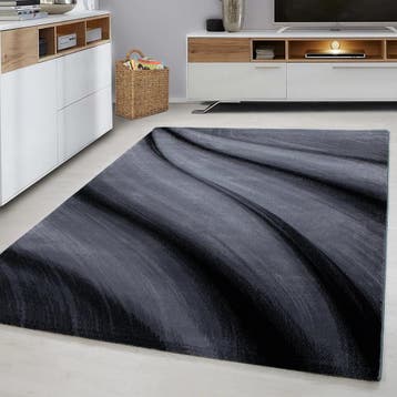 Modern Vloerkleed | Miami | Golven | Zwart | 140x200 cm, Verzenden, Nieuw