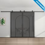 Dubbele stalen Schuifdeuren Zwart 2 Vlaks rond Maatwerk Rook, Nieuw, Metaal