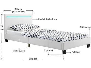 Juskys Verona - Gestoffeerd Bed - LED Verlichting - Wit - 90, Huis en Inrichting, Verzenden, Nieuw