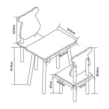Kindertafel met 2 kinderstoelen Panjang wit [en.casa], Verzenden, Nieuw