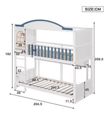 Speels stapelbed 90x200 cm – Kinderbed met dak, ladder en pl, Huis en Inrichting, Slaapkamer | Stapelbedden en Hoogslapers, Verzenden
