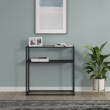 Console tafel Kuhmo sidetable glas 80x80x30 cm zwart [en.cas, Huis en Inrichting, Verzenden, Nieuw