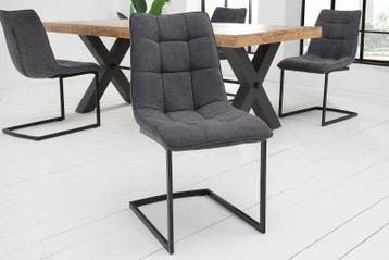 Design sledestoel MIAMI donkergrijs metalen frame mat zwart, Huis en Inrichting, Stoelen, Ophalen of Verzenden, Nieuw