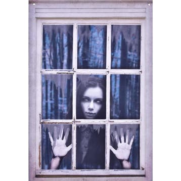 Griezelig Raamdoek Bezeten Vrouw (80x120cm), Ophalen of Verzenden, Nieuw