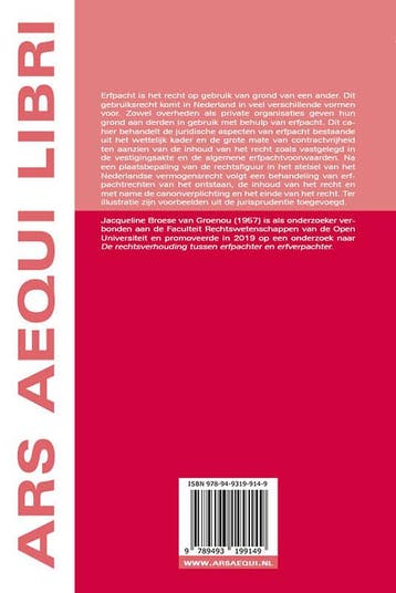 Erfpacht / Ars Aequi Cahiers - Privaatrecht 9789493199149, Boeken, Verzenden, Zo goed als nieuw, Jacqueline Broese van Groenou