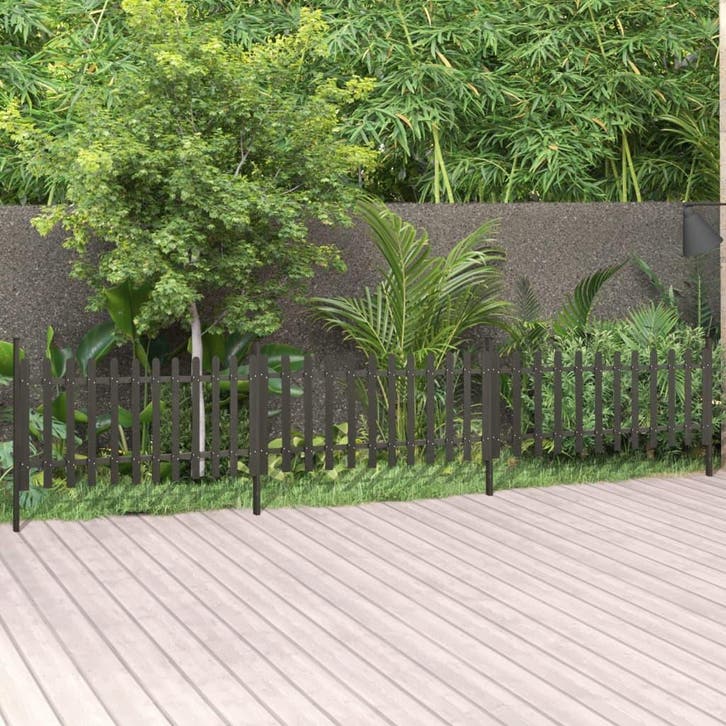 vidaXL Hek met palen 3 st 614x80 cm HKC, Tuin en Terras, Tuinhekken en Hekwerk, Nieuw, Verzenden