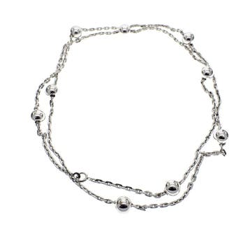 Lange zilveren ankerschakel ketting met bolletjes, Sieraden, Tassen en Uiterlijk, Kettingen, Ophalen of Verzenden, Gebruikt, Zilver