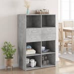 vidaXL buffetkast 80x42,5x124 cm bewerkt hout betongrijs, Minder dan 50 cm, Verzenden, 75 cm of meer, 100 tot 150 cm