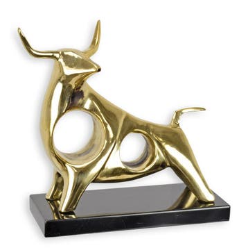 A BRONZE SCULPTURE OF A STANDING BULL ON A MARBLE BASE, Verzenden, Nieuw