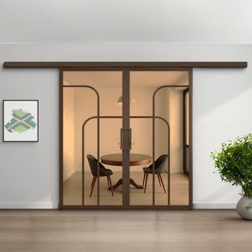 Dubbele stalen schuifdeur koofsysteem Brons 4 Vlaks rond Bro, Nieuw, Metaal, 75 tot 150 cm, 150 tot 225 cm