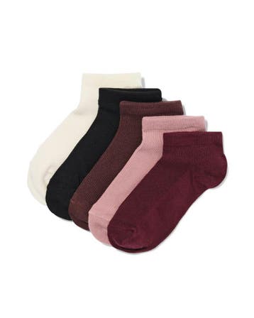 HEMA Dames enkelsokken rib - 5 paar bordeauxrood, Verzenden, Nieuw