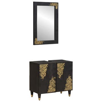 vidaXL Badkamerkastenset 2 st Zwart 62 x 33 x 58 cm Massief, Verzenden, Nieuw, Overige typen