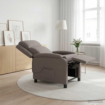 vidaXL Massage Recliner Taupe Stof, Verzenden, Nieuw