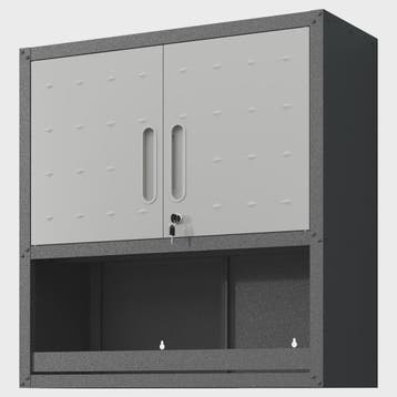 Grijze Metalen Wandkast met Slot, 1 Plank & 1 Open Lade - 75, Verzenden, Nieuw