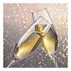 20x Champagne thema servetten met glazen 33 x 33 cm - Kers.., Diversen, Kerst, Ophalen of Verzenden, Nieuw