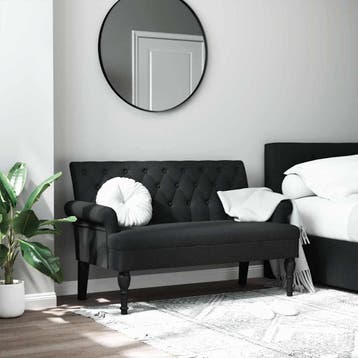 vidaXL Bank met rugleuning zwart 120x62x75,5 cm stof, Huis en Inrichting, Banken | Bankstellen, Verzenden, Nieuw, Stof