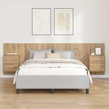 vidaXL Hoofdbord Met Kast 3 st Artisan Eiken Bewerkt hout, Verzenden, Nieuw, Bruin, Hout