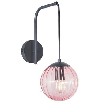 Retro wandlamp roze, Rifka, met schakelaar, Huis en Inrichting, Lampen | Wandlampen, Ophalen of Verzenden, Nieuw, Glas
