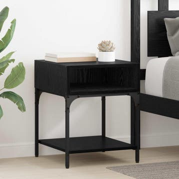 vidaXL Nachtkastje Zwart Eiken 40 x 40 x 50 cm Bewerkt hout, Huis en Inrichting, Slaapkamer | Nachtkastjes, Minder dan 45 cm, Verzenden