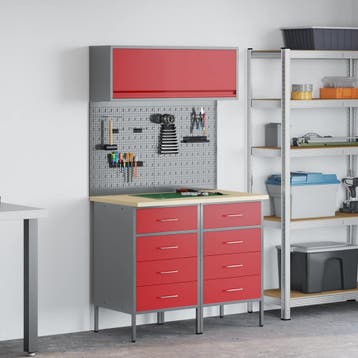 vidaXL Werkkast set 5 st Rood Poedergecoat staal en, Verzenden, Nieuw