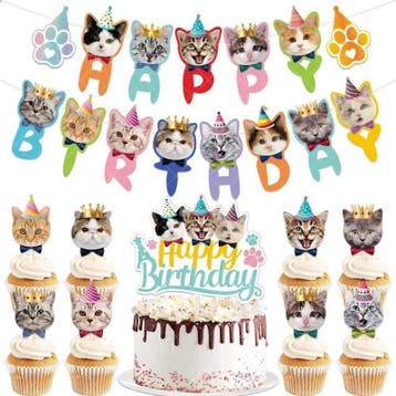 Happy Birthday Cats poezen party pakket 38-delig, Verzenden, Nieuw