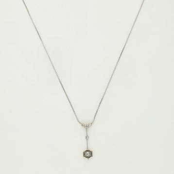 Ketting met hanger - 14 karaat Witgoud - 0.38ct. tw. Diamant
