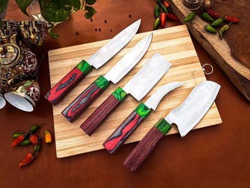 Keukenmes - Kitchen knife set - 765 - Staal, Hout,