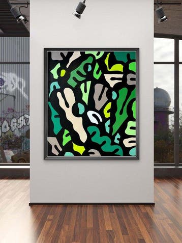 CAVER (1983) - Abstract greens (XL Size Painting)