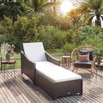 vidaXL Ligbed met crèmewit kussen poly rattan zwart, Tuin en Terras, Verzenden, Nieuw