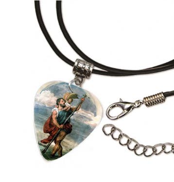 Plectrum ketting leer Heilige Christoffel, Verzamelen, Ophalen of Verzenden, Nieuw, Kleding