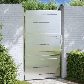 vidaXL Tuinpoort 85 x 120 cm Roestvrij staal zilver, Tuin en Terras, Tuinpoorten, Verzenden, Nieuw
