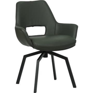 Leren draaibare eetkamerstoel Zippy - Toledo Verde, Ophalen of Verzenden, Nieuw, Leer, Bohemian, Eigentijds, Industrieel, Modern, Scandinavisch