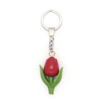 Houten Mini-tulp sleutelhanger van 4,5 cm Rood, Ophalen of Verzenden, Nieuw