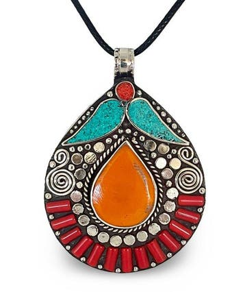 - Tibet Zilver - Turkoois - Koraal - Hanger