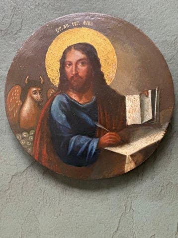 Icoon - Evangelist Lucas - Hout