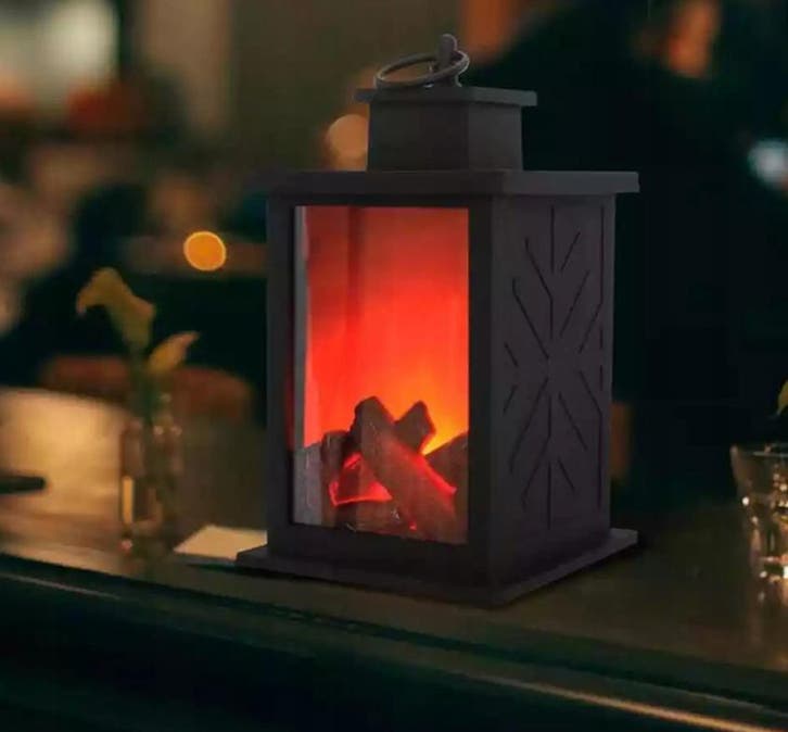 LED lantaarn - Flame effect - Met timer - Op batterijen, Diversen, Kerst, Ophalen of Verzenden