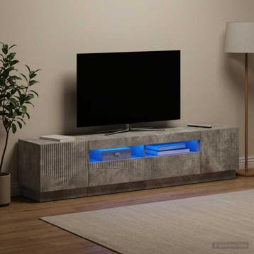 vidaXL LED tv-meubel HOORN 3 st Betongrijs Bewerkt hout, Minder dan 50 cm, Verzenden, Nieuw, Minder dan 100 cm