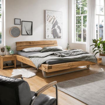 Van Schaik Cedro Massief Eiken Balkenbed - 160 x 200, Nieuw