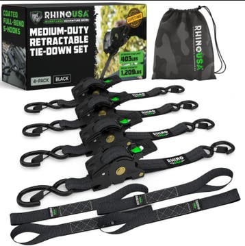 Rhino USA Retractable Ratchet Straps (2Pk 1Inx10Ft) Black, Ophalen of Verzenden