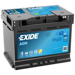 Exide EK620 Start Stop AGM accu 12V 62Ah 242x175x190, Auto-onderdelen, Accu's en Toebehoren, Verzenden